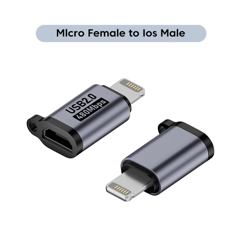 Micro USB To Type C Adapter Mini USB To USB C 480Mbps Fast Data Charging Connector USBC To Lightning Adapter For iphone Android