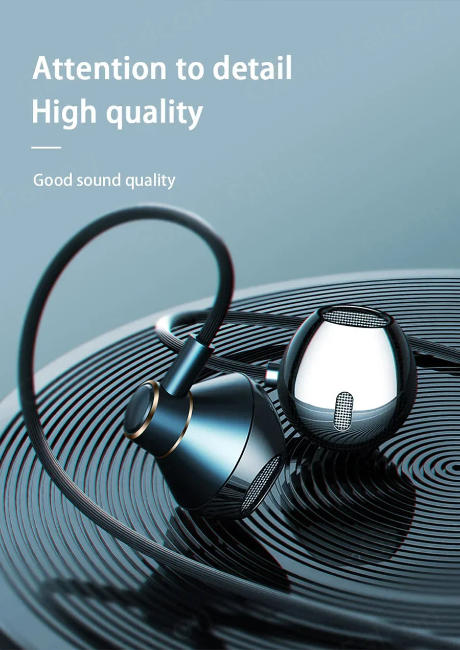 USB Type C Headphone HiFi Bass Stereo Volume Control Mic 3.5mm Wired Earbuds For Galaxy S24 S23 S22 S21 Ultra iPhone 15 Pro Max