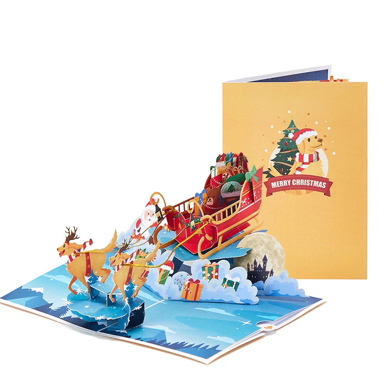 Merry Christmas Greeting Cards Handmade Christmas Gift Postcard With Envelope Snowman Elk Xmas Party New Year Thanksgiving Gifts