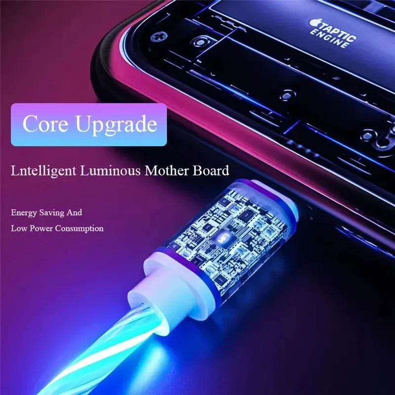 1m 3.28ft Type C Glowing Cable Mobile Phone Charging Cables LED Light Charger For Samsung Xiaomi iPhone Charge Wire Co