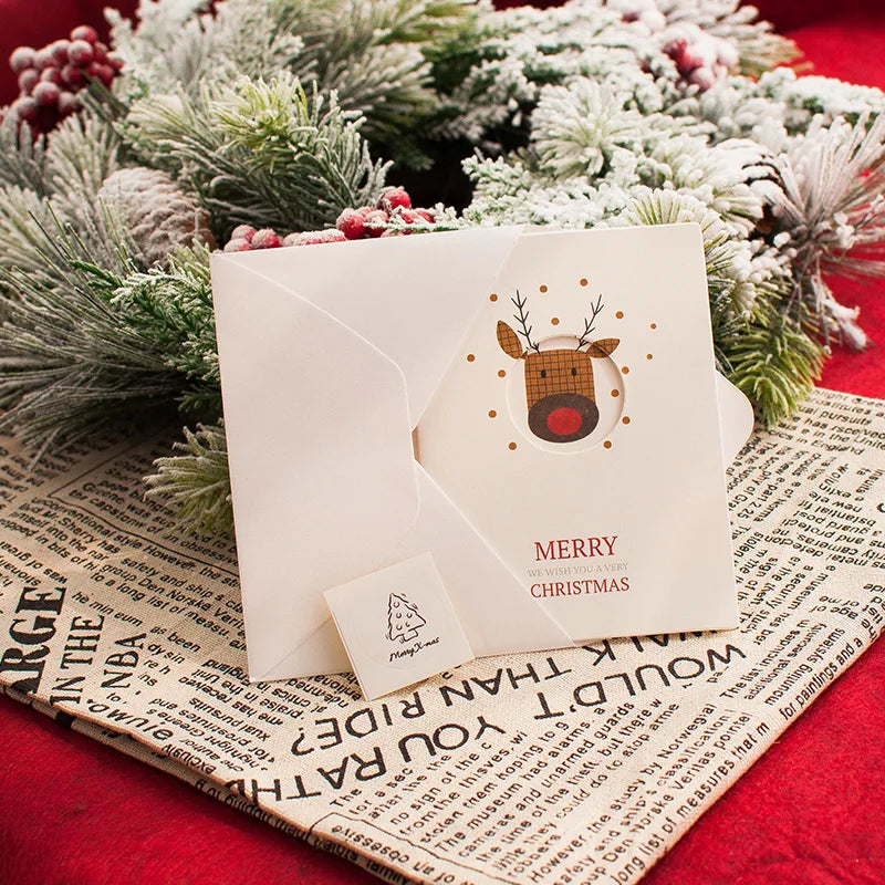 Merry Christmas Greeting Cards with Envelopes Christmas Party Invitation Cards New Year Postcard Gift Card Xmas Party Decoration