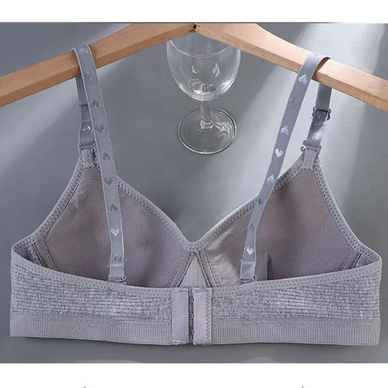 Cotton Women's AB cup Bra Underwear Wireless Gathering Comfortable V-Bra Women's Upward Push Underwear