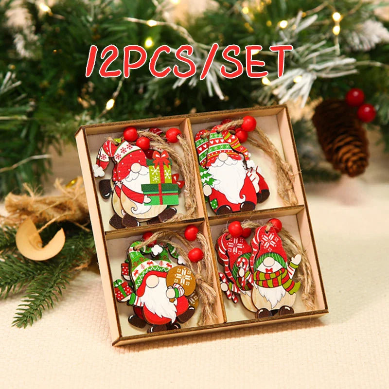 Christmas Gnomes Wooden Pendants Merry Christmas Decorations For Home 2024 Xmas Tree Christmas Ornaments Navidad New Year Gift