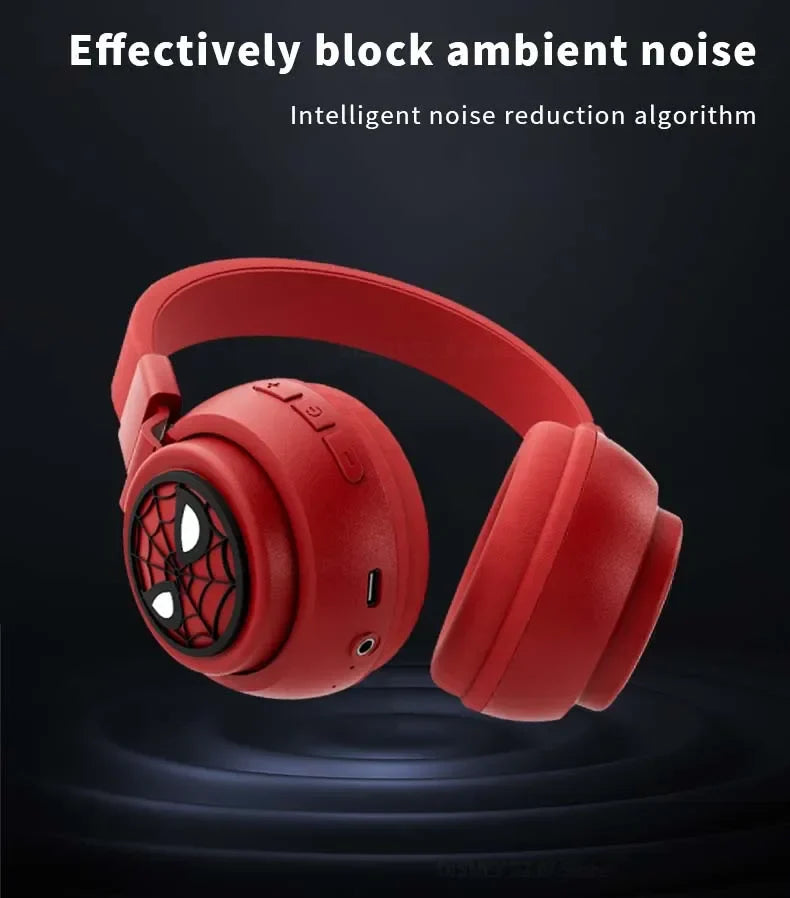 Disney Headphones Foldable HIFI Sound Bluetooth Headsets Spider-Man Series Wireless Earphones Bluetooth for Kids Anime Cartoon