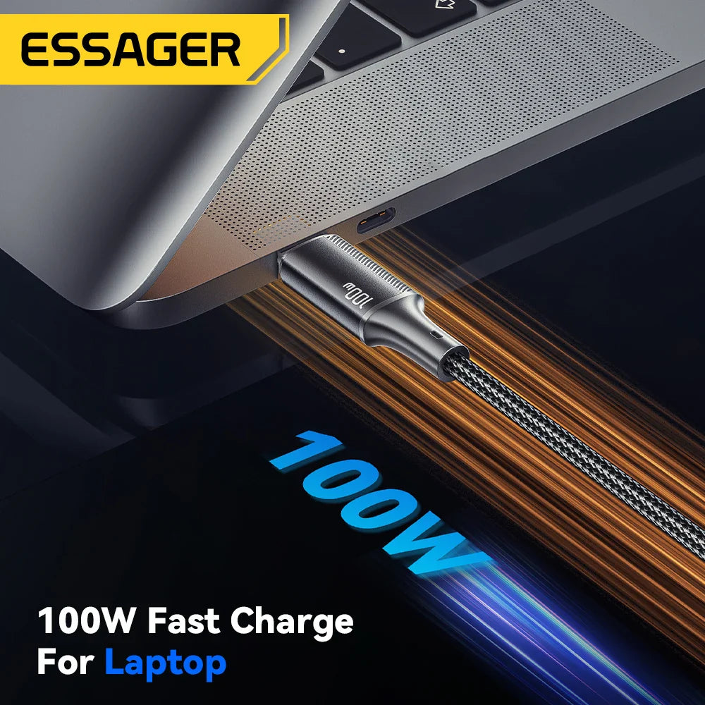 Essager PD 100W Type C to C Cable USB Type-C 5A Fast Charging Mobile Phone Cable For MacBook iPad Oneplus Xiaomi iPhone 15 Cable