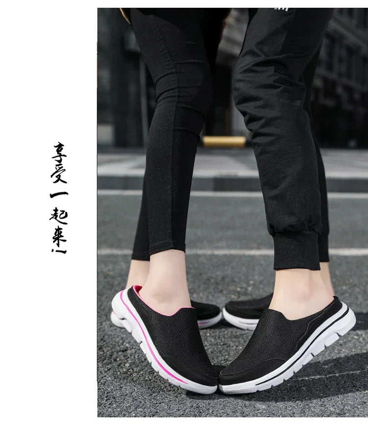 2024 Summer new breathable mesh shoes outdoor non-slip walking shoes comfortable sandals men half slippers casual loafers 35-48