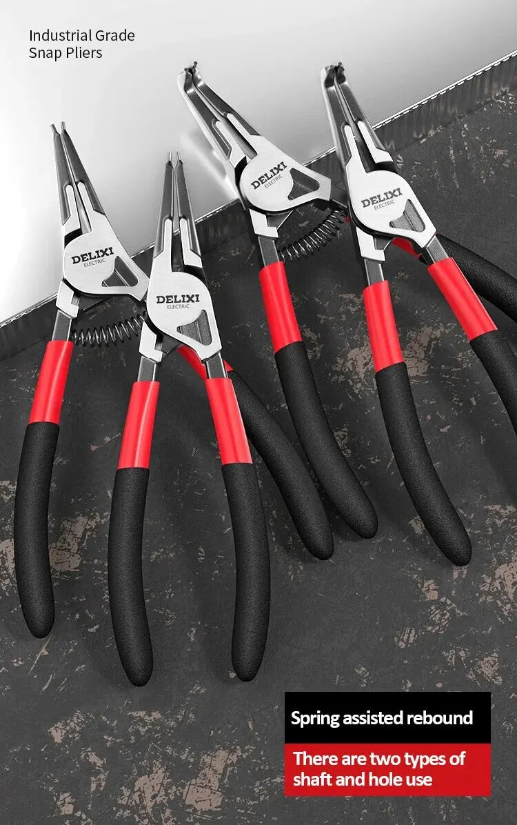 DELIXI ELECTRIC 5-In Circlip Pliers,Needle nose Pliers,Retaining Ring Pliers,for Removing Installing Puller Locking Rings Shafts