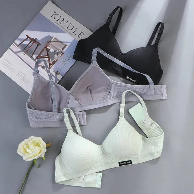Cotton Women's AB cup Bra Underwear Wireless Gathering Comfortable V-Bra Women's Upward Push Underwear