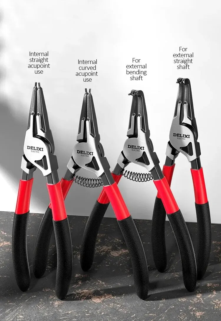 DELIXI ELECTRIC 5-In Circlip Pliers,Needle nose Pliers,Retaining Ring Pliers,for Removing Installing Puller Locking Rings Shafts
