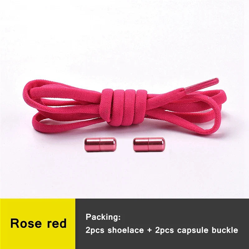 21 Colors No Tie Shoelaces Round Color Metal Lock Elastic Shoelace General For Children And Adults Sneakers Lazy Laces Unisex