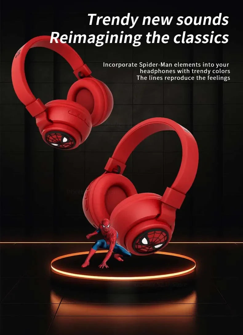 Disney Headphones Foldable HIFI Sound Bluetooth Headsets Spider-Man Series Wireless Earphones Bluetooth for Kids Anime Cartoon