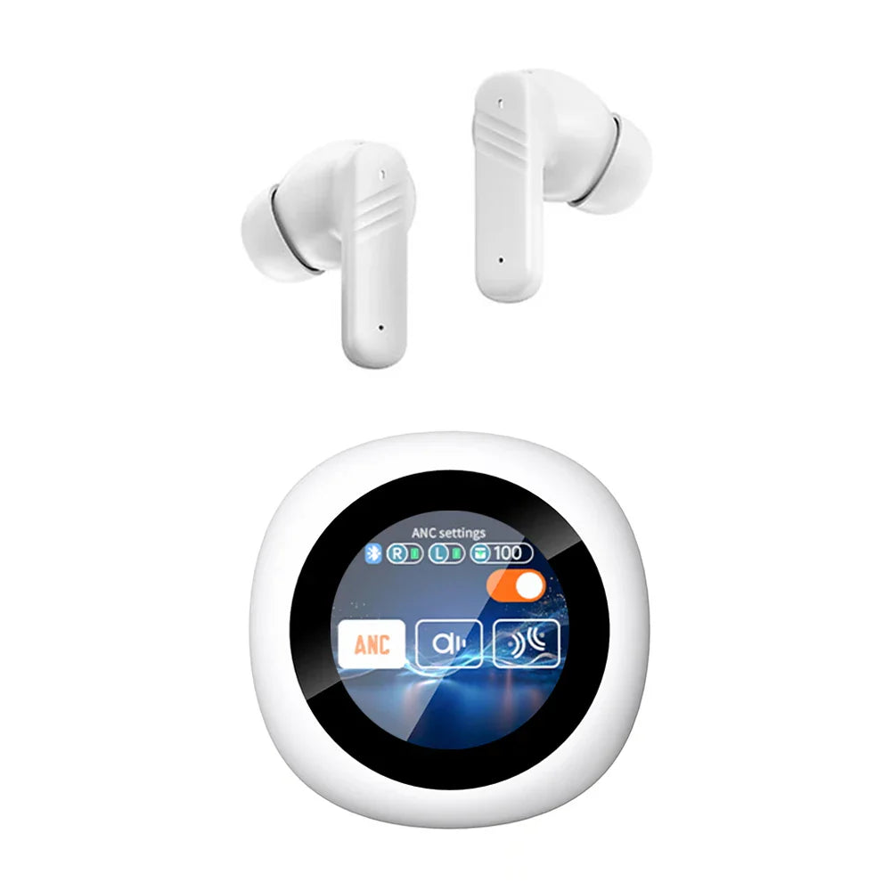 New Full Touch Screen Headphones ANC Bluetooth 5.4 Noise Cancelling Earphones HiFi Stereo Wireless In-Ear ENC Earbuds With Mic