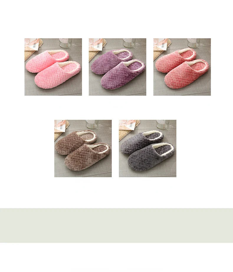 Women Winter Home Fur Slippers Cartoon Cat Non-Slip Soft Warm House Indoor Bedroom Men Couples Boys Girl Memory Foam Floor Shoes