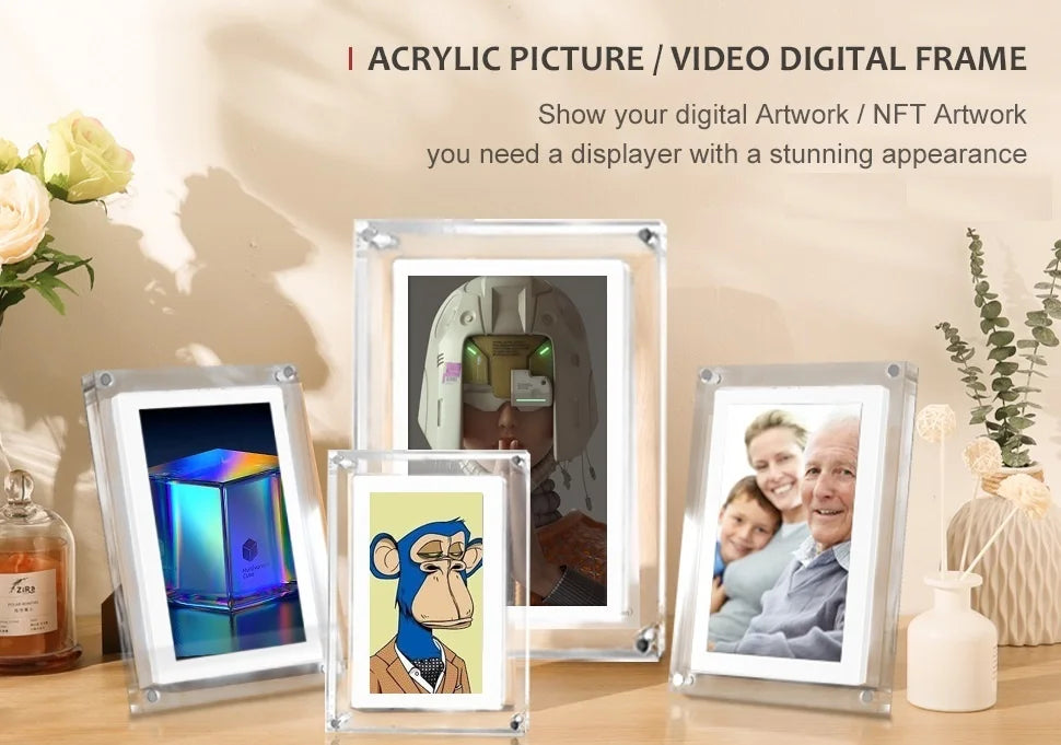 Acrylic Digital Photo Frame 5/7 Inch 1000mAh Vertical Display IPS Screen 2G Memory Battery Porta Retrato Digital
