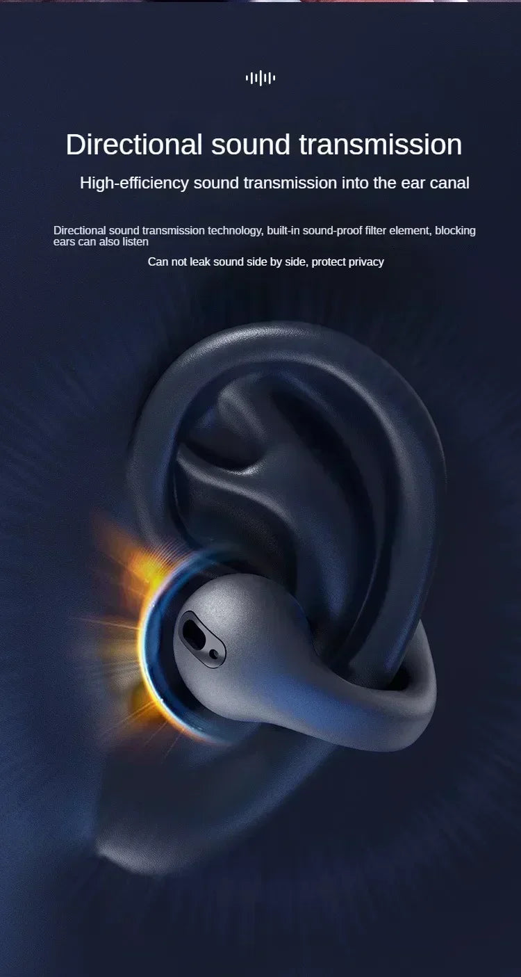 NEW Bluetooth 5.3 Wireless Bone Conduction Headphones T75 Clip Ear Music Noise Canceling Headset HD Call Sports Gaming Earphone