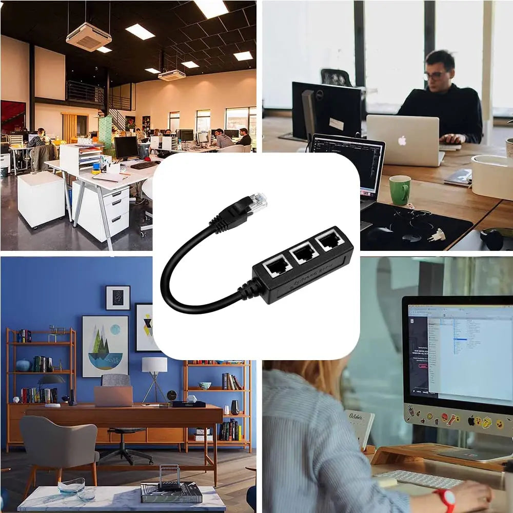 RJ45 Ethernet Cable Splitter Network Adapter,Ethernet Splitter 1 to 3 Cable Suitable Super LAN Ethernet Connector Adapter Cat 6