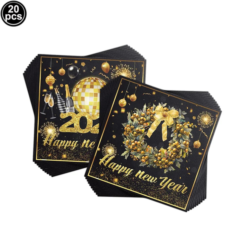 Happy New Year 2025 Balloons Gold Number 2025 Foil Balloons Happy New Year Letters Balloon Banner Gold New Years Eve Party Decor