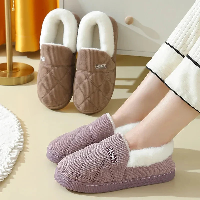 Eyriphy Winter Warm Plush Slippers Women Comfort Warm Cotton Shoes Soft Sole Indoor Outdoor Bedroom Slides Female Lovely Slipper