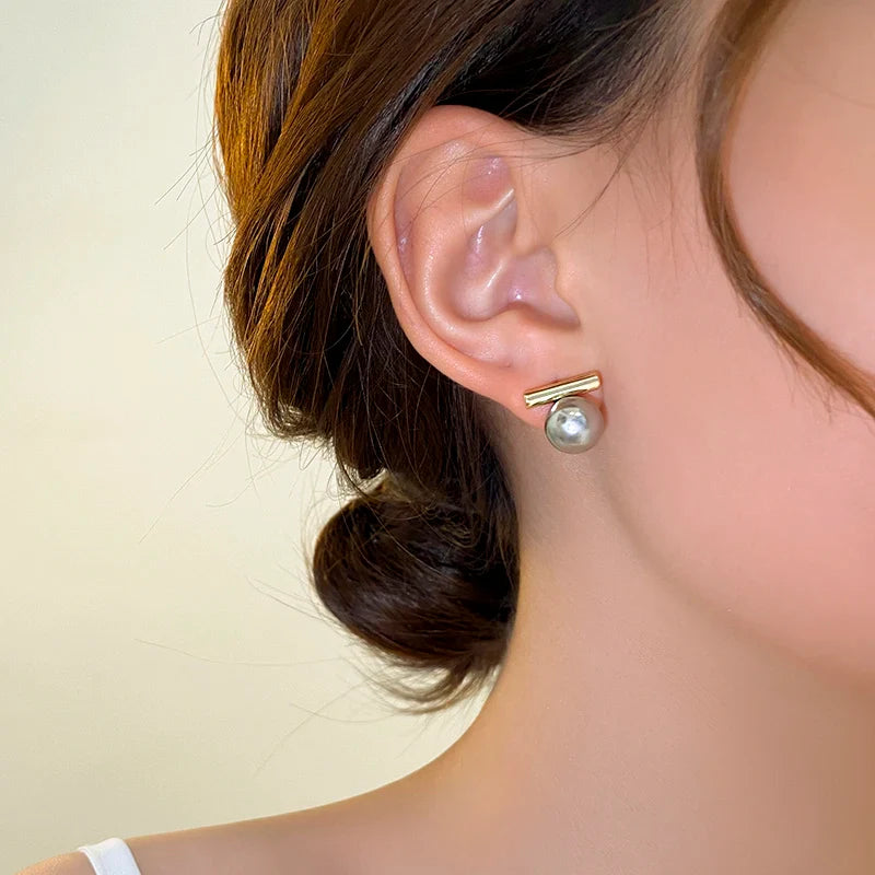 New French Minimalist Grey Imitation Pearl Pendant Earrings 2025 Fashion Jewelry Daily Wear Accessories for Girls Women‘s Party