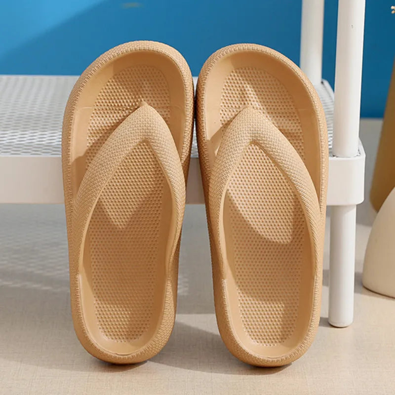 Rimocy Soft Sole EVA Women's Flip Flops 2023 Summer Beach Non-slip Cloud Slippers Women Thick Platform Clip Toe Bathroom Slides
