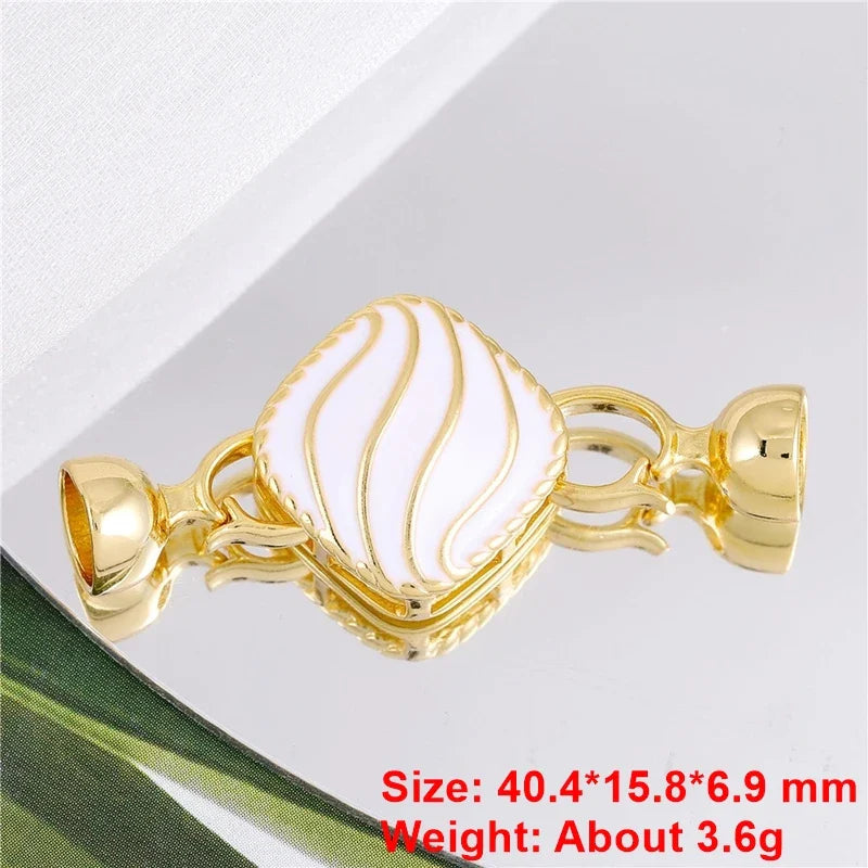 Juya Handmade 18K Gold Silver Plated Fastener Bail Connector Clasps Accessories For Needlework Pearls Beads Jewelry Making