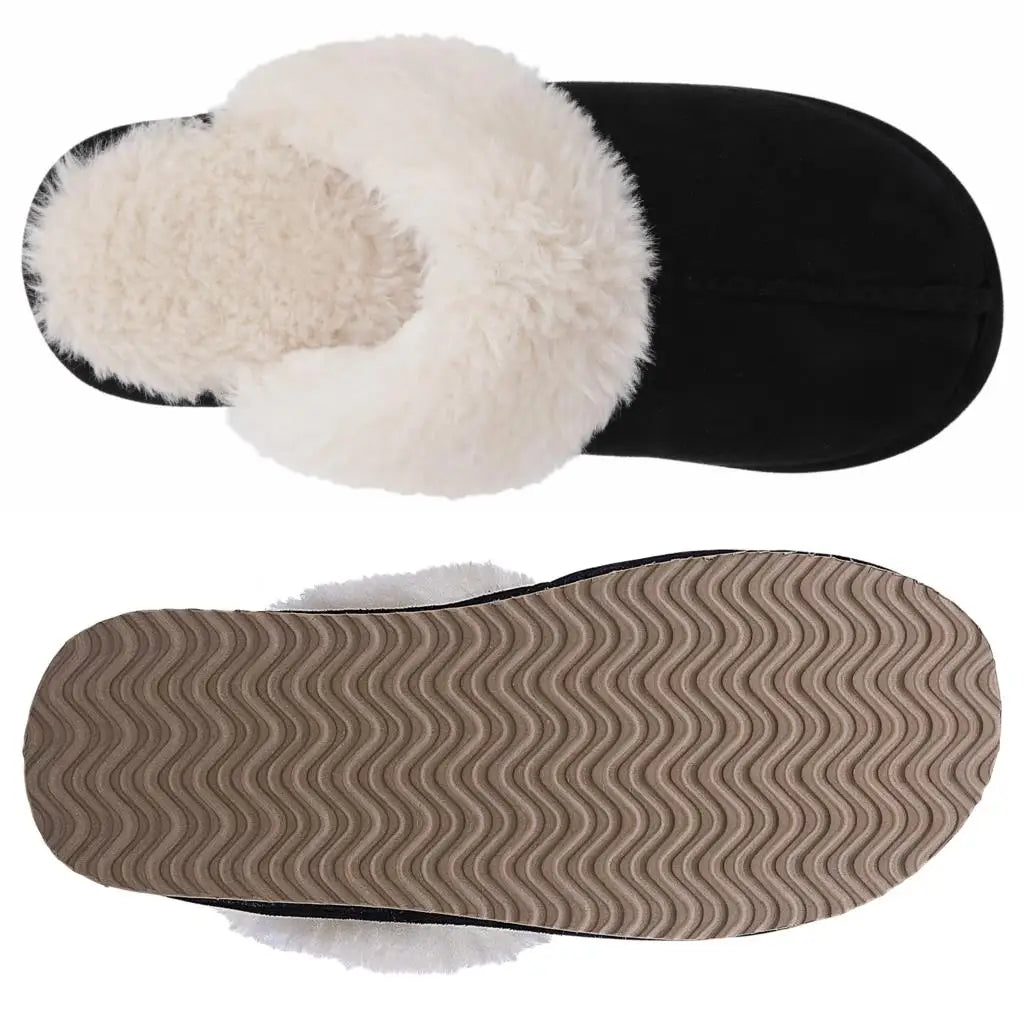 Comwarm Fluffy Winter Slippers For Women Furry Fuzzy Home Shoes Faux Fur House Plush Slippers Indoor Warm Comfy Mute Flats Slide