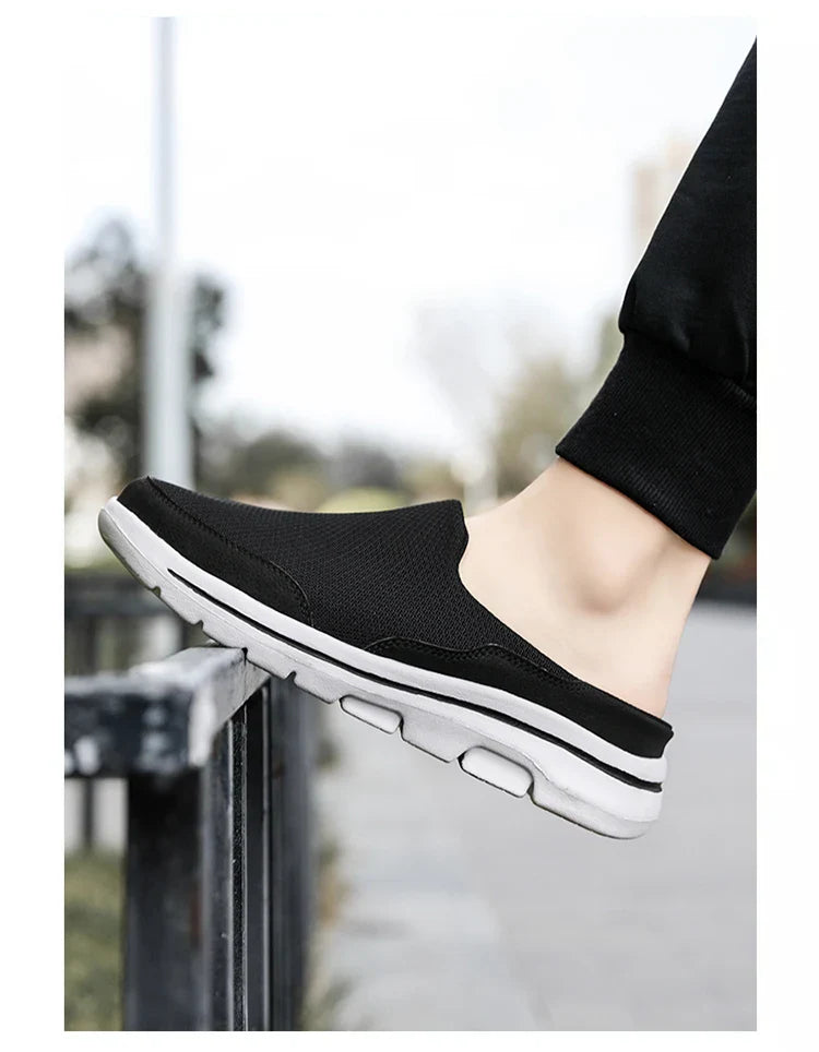 2024 Summer new breathable mesh shoes outdoor non-slip walking shoes comfortable sandals men half slippers casual loafers 35-48