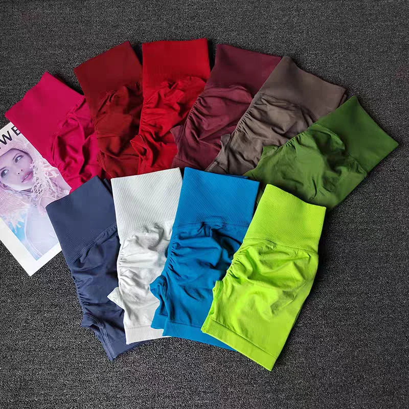 Summer High-Waist Women's Yoga Shorts Breathable Fitness Butt Lift Sports Running Shorts Cycling Push-Up Workout Gym Shorts