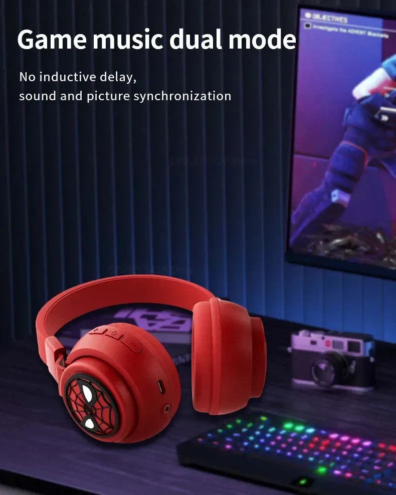 Disney Headphones Foldable HIFI Sound Bluetooth Headsets Spider-Man Series Wireless Earphones Bluetooth for Kids Anime Cartoon