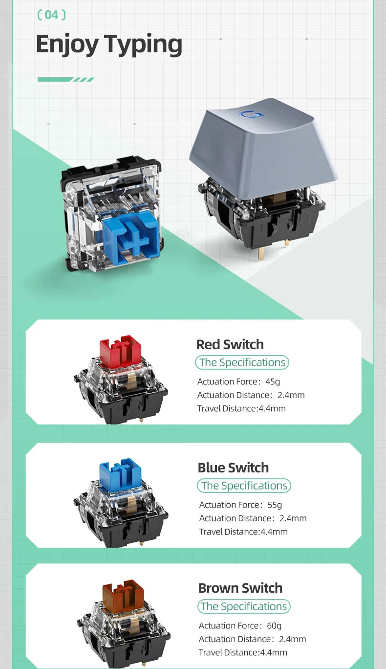 Machenike K500 Mechanical Keyboard Gaming Keyboard Wired Keyboard Hot Swappable 94 Keys RGB Light Mac Windows