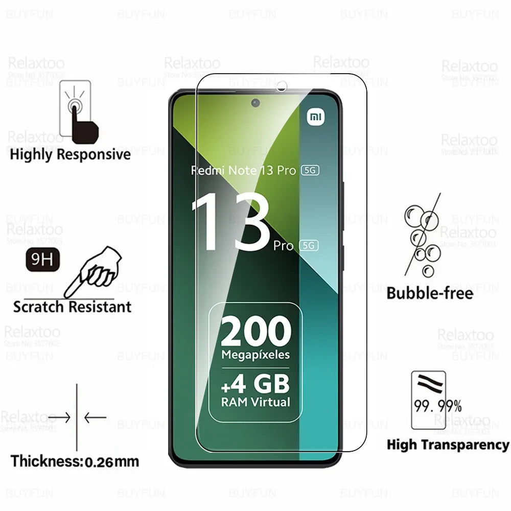 8 in 1 Tempered Glass For Redmi Note 13 Pro 5G Camera Glass For Xiaomi Redmy Note13 13Pro Note13Pro 4G HD Lens Screen Protector
