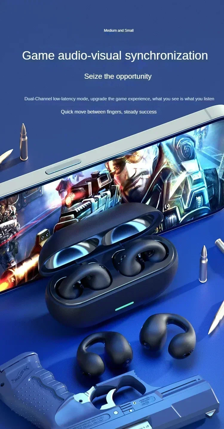 NEW Bluetooth 5.3 Wireless Bone Conduction Headphones T75 Clip Ear Music Noise Canceling Headset HD Call Sports Gaming Earphone