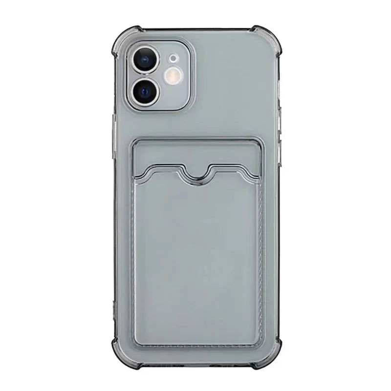 Luxury Card Bag Wallet Clear Protective Case For iphone 11 12 13 14 15 Pro X XR XS Max 7 8 SE Shockproof Transparent Cover Cases