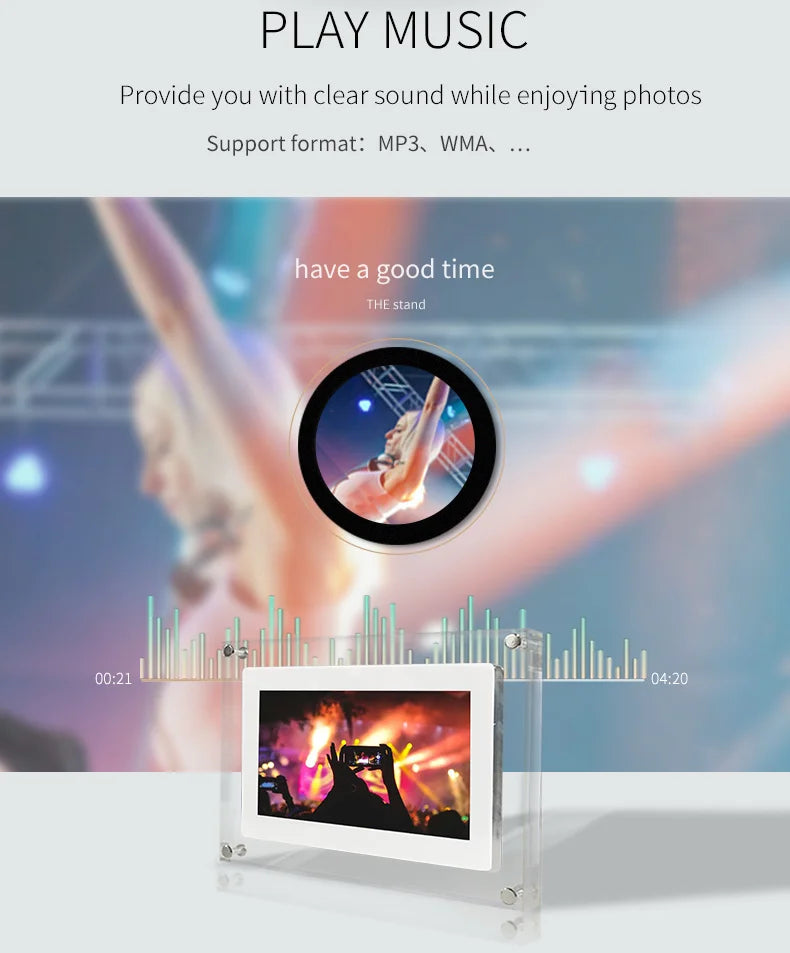 Acrylic Digital Photo Frame 5/7 Inch 1000mAh Vertical Display IPS Screen 2G Memory Battery Porta Retrato Digital