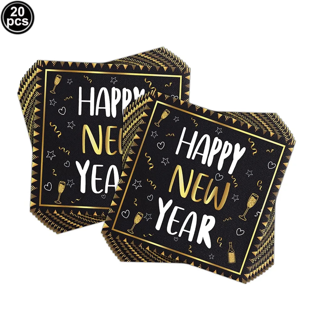 Happy New Year 2025 Balloons Gold Number 2025 Foil Balloons Happy New Year Letters Balloon Banner Gold New Years Eve Party Decor