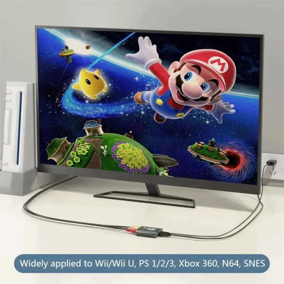 HD 1080P AV to HDMI RCA To HDMI Composite Adapter Converter With USB Cable CVBS AV Adapter For N64 Wii PS1/2/3 Xbox One SNES etc