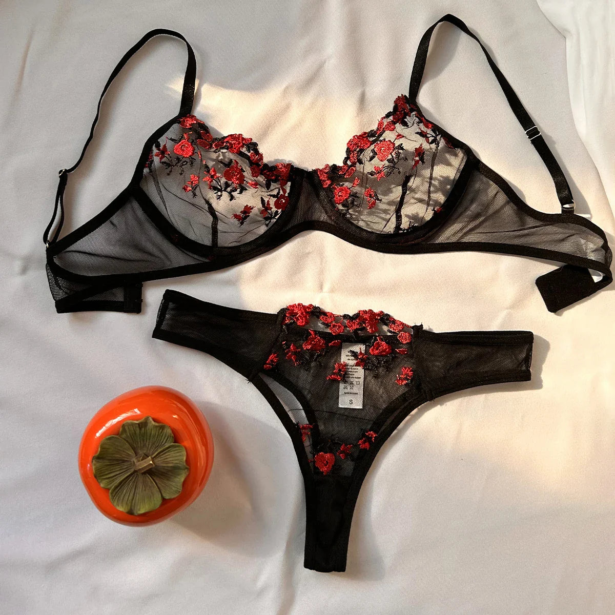 Pink Sexy Lingerie Woman Lace Transparent Underwear Fairy Embroidery Brief Sets Delicate Bra Panties Kits Erotic Breves Sets