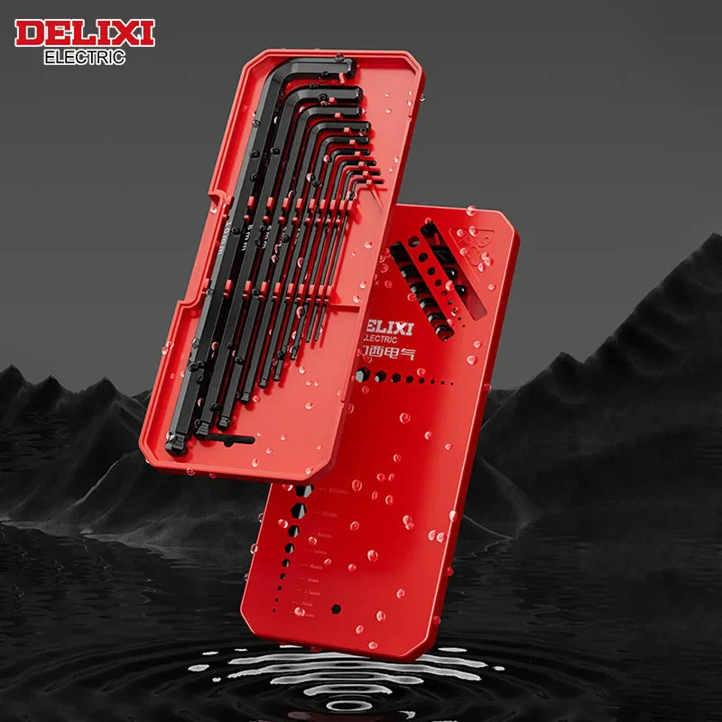 DELIXI ELECTRIC Allen Key Set,Allen Hex WrenchScrewdriverBox-packed Set,SleevUniversal Torque Long Metric,for VehicleMaintenance