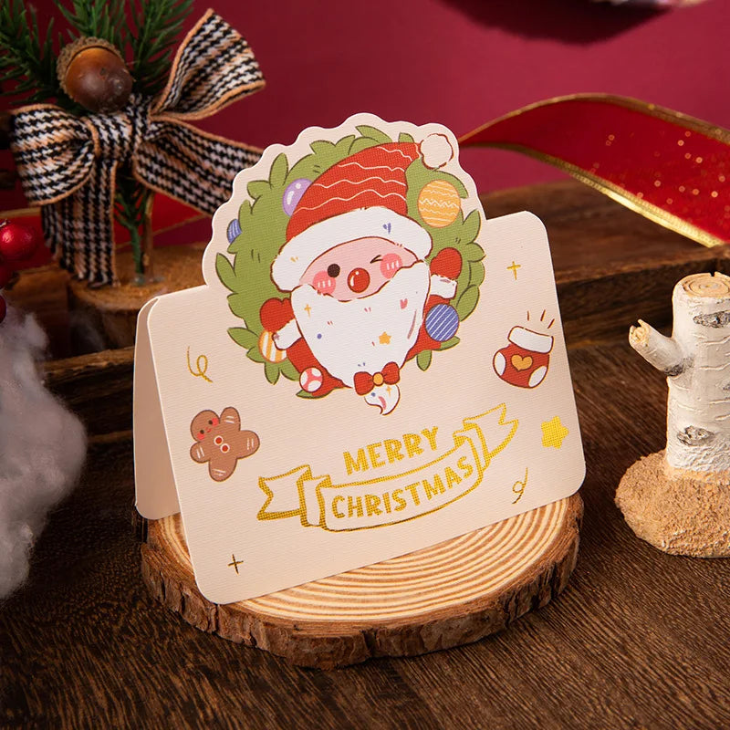 10pcs MIX Merry Christmas Greeting Card Santa Claus Snowman Custom Blank Cards Christmas Party Invitation Card New Year Gifts