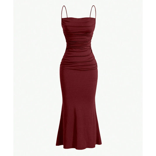 Mia Muse All Seasons Women's Dresses Elegant Party Fitting Slim Spaghetti Strap Mermaid Hem Maxi Fashion Party Dresses