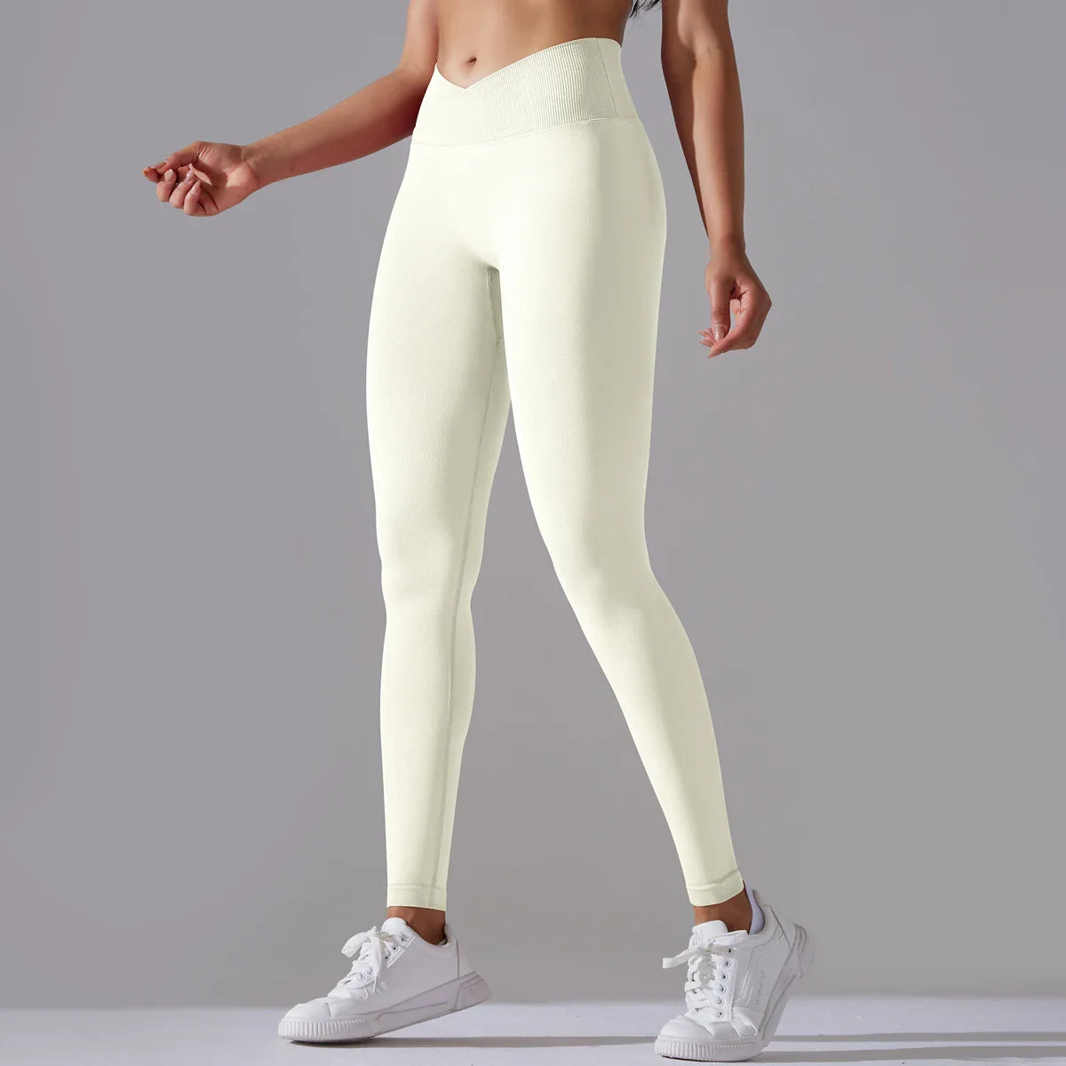 Crossover Waist Women Yoga Leggings Hips Lifting Gym Leggings Seamless Sport Pants High Waist Fitness Leggings Workout Running