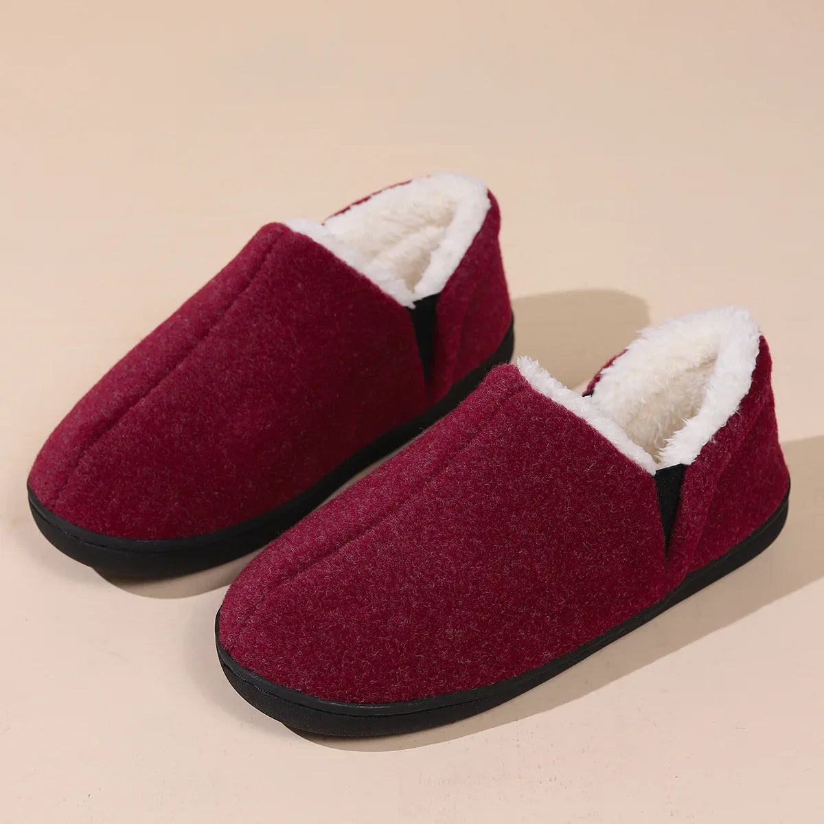 Bebealy Winter Slippers For Men Outdoor Antiskid Men Slippers Fashion Casual Warm Fluffy Slippers Indoor Plush Flat Men Shoes