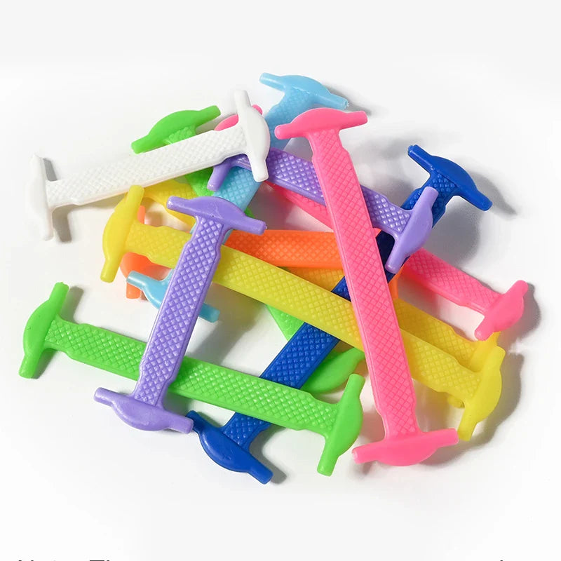 16pcs/lot Silicone Shoelaces No Tie Shoelaces 12 colors Elastic Lace Shoelace Creative Lazy Silicone Laces Rubber Lace