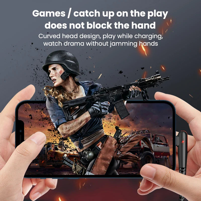 120W USB C Cable 90 Degree For OPPO Fast Charging Cord For Samsung S21 xiaomi 14 iPhone15 Quick Charging Data Wire Charger Cable