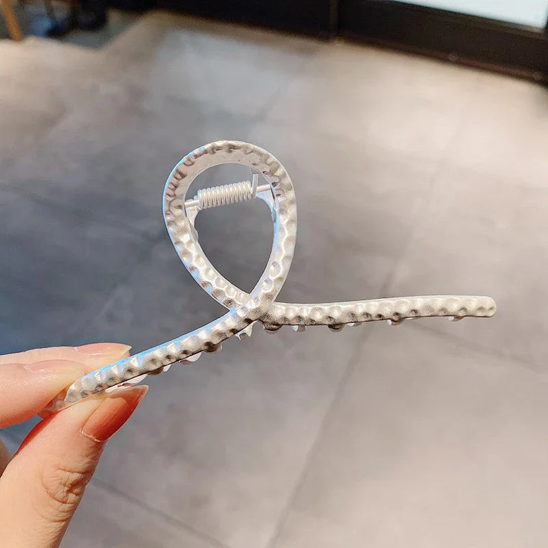 Fashion Metal Hair Claw For Women Gold Silver Color Cross Crab Hair Clip Korean Elegant Geometric Hairpin Girl Hair Accessories