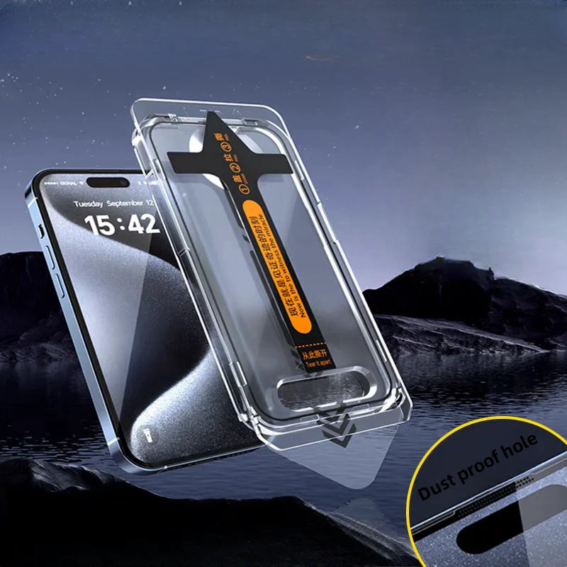 2Pcs Tempered Glass Easy install For iPhone 15 Pro Max 14Pro Full Cover Screen Protector Dust Free Installation For iPhone 15Pro