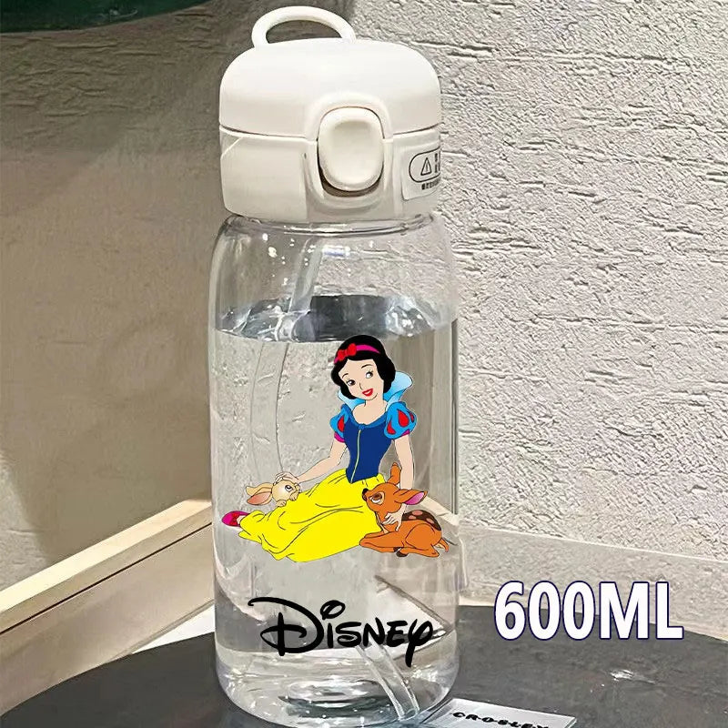 Straw 600/400ML Water Cup Princess Children Portable Plastic Mermaid Frozen Transparent Large Capacity Sport Water Bottle