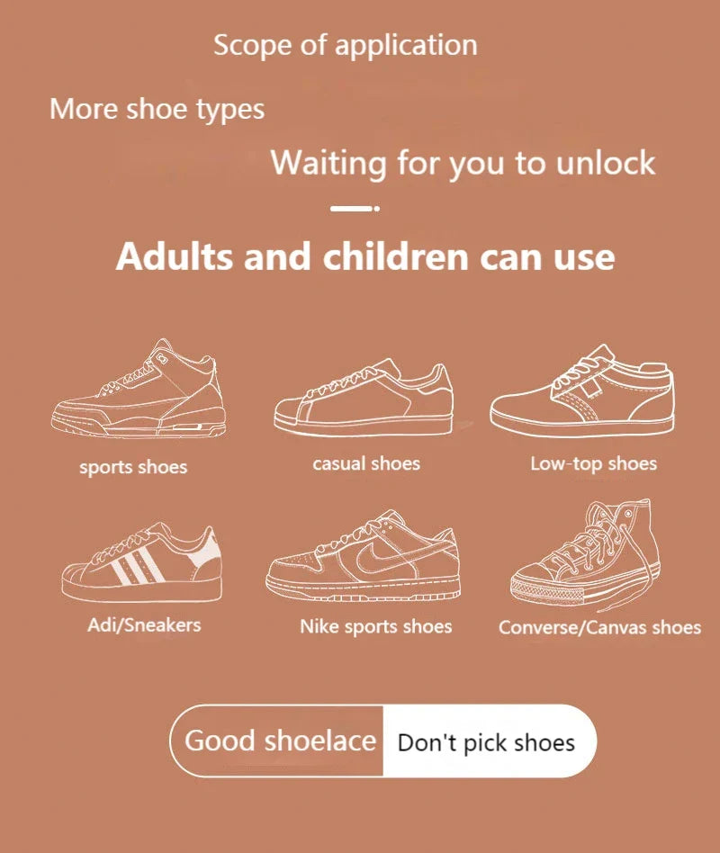Magnetic Locking Shoelaces without ties Sneakers elastic laces  Children Adults Quick On/Off Shoelaces Shoe accessories 1 Pair