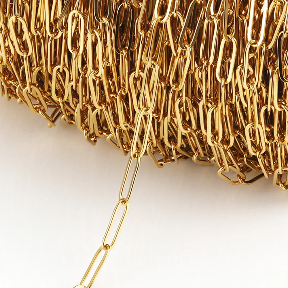 No Fade 2Meters Stainless Steel Chains for Jewelry Making DIY Necklace Bracelet Accessories Gold Chain Lips Beads Beaded Chain