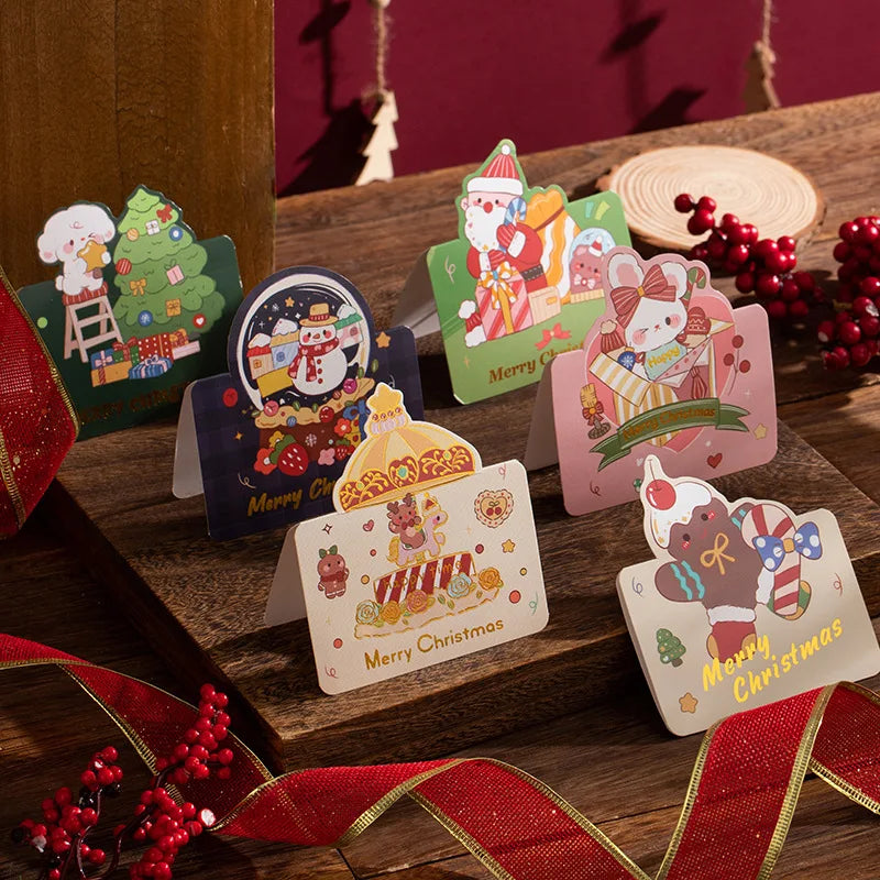 10pcs MIX Merry Christmas Greeting Card Santa Claus Snowman Custom Blank Cards Christmas Party Invitation Card New Year Gifts